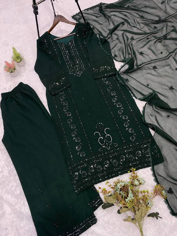 Exclusive And Trendy For Wedding Season Our Sequence Embroidered Top, Plazzo And Dupatta (LG-2051)