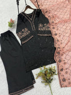 This Session Wear Our Beautiful Embroidered Top , Plazzo With Dupatta In 3 Beautiful Colours (LG-2105)