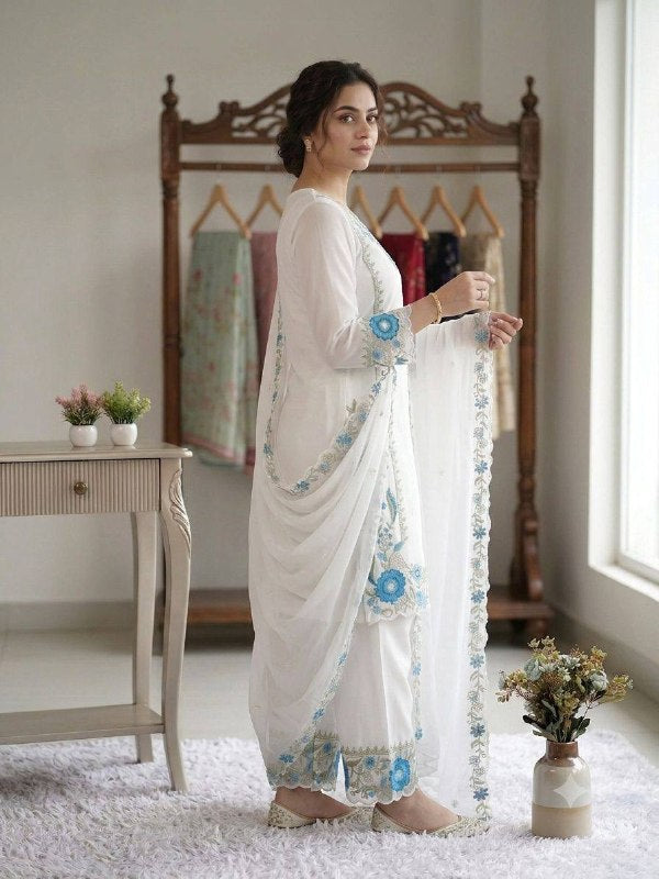 This Wedding Season Wear Our Beautiful Sequence Embroidered Top , Plazzo With Dupatta In 3 Beautiful Colours (LG-2104)