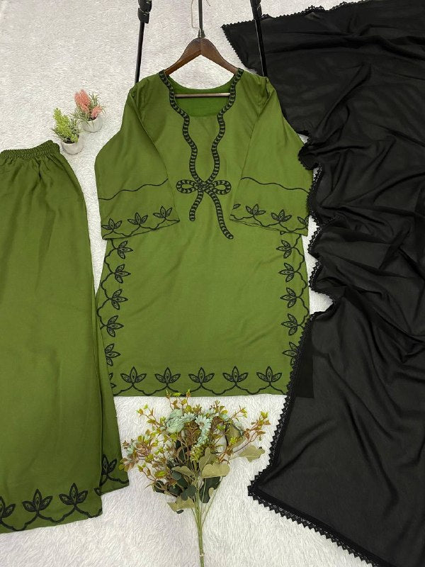 This Wedding Season Wear Our Beautiful Sequence Embroidered Top , Plazzo With Dupatta (LG-2103)