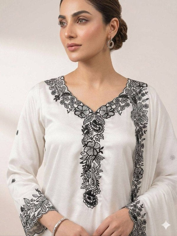 For Wedding Or Party Wear Our 4 Piece Cording With Real Mirror Embroidery Worked Blouse-Top, Plazzo With Dupatta (LG-2096)