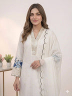 Real Modling This Season Wear Our Sequence Embroidery Worked Top, Plazzo  With Dupatta (LG-2093)