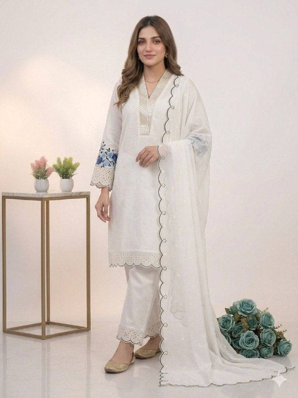 Real Modling This Season Wear Our Sequence Embroidery Worked Top, Plazzo  With Dupatta (LG-2093)