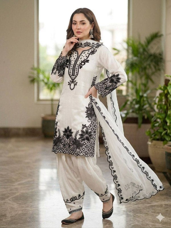 This Wedding Season Wear Our Cording With Sequence Embroidery Worked Top, Plazzo With Dupatta (LG-2089)