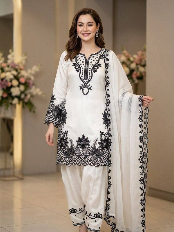 This Wedding Season Wear Our Cording With Sequence Embroidery Worked Top, Plazzo With Dupatta (LG-2089)