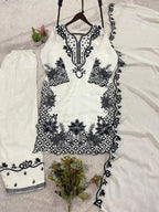This Wedding Season Wear Our Cording With Sequence Embroidery Worked Top, Plazzo With Dupatta (LG-2089)