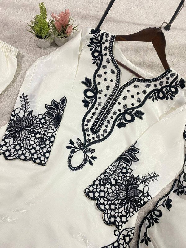 This Wedding Season Wear Our Cording With Sequence Embroidery Worked Top, Plazzo With Dupatta (LG-2089)