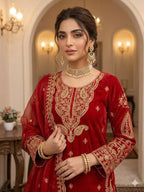 Hania Amir Inspired Bakra Eid Wear Our Sequence Embroidery Worked Top, Farshi Salwaar With Dupatta (LG-2090)