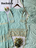 Mahira Khan Inspired Sequence Embroidery Worked Top, Plazzo And Dupatta (LG-2068)