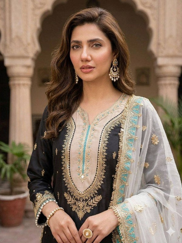 This Wedding Season Wear Comfortable Suit With Sequence Embroidered Top, Plazzo And Dupatta (LG-2087)