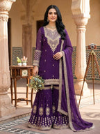 This Wedding Season Wear Our Three Piece Outfit With Sequence Embroidered Worked Top, Farsi Salwaar And Dupatta (LG-2084)
