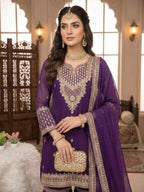 This Wedding Season Wear Our Three Piece Outfit With Sequence Embroidered Worked Top, Farsi Salwaar And Dupatta (LG-2084)