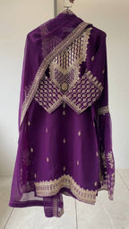 This Wedding Season Wear Our Three Piece Outfit With Sequence Embroidered Worked Top, Farsi Salwaar And Dupatta (LG-2084)
