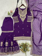 This Wedding Season Wear Our Three Piece Outfit With Sequence Embroidered Worked Top, Farsi Salwaar And Dupatta (LG-2084)