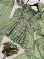 Hania Amir Inspired Summer Season Wear Pakistani Suit With Embroidered Top, Plazzo And Dupatta (LG-2077)