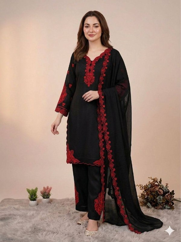 This Season Wear Our Sequence Embroidery And Real Mirror Worked Top, Pant With Dupatta (LG-2078)