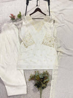 Real Modling This Season Wear Our Sequence Embroidery Worked Top, Farsi Salwaar With Dupatta (LG-2074)