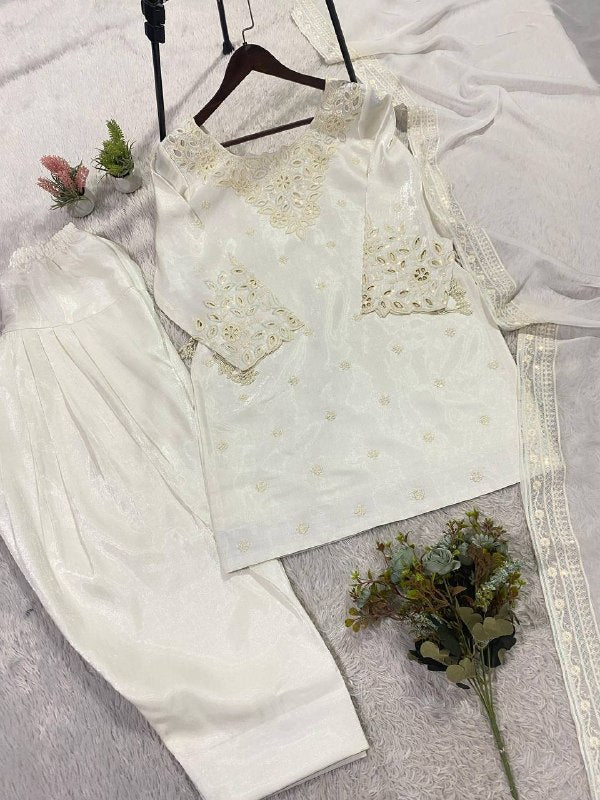 Real Modling This Season Wear Our Sequence Embroidery Worked Top, Farsi Salwaar With Dupatta (LG-2074)