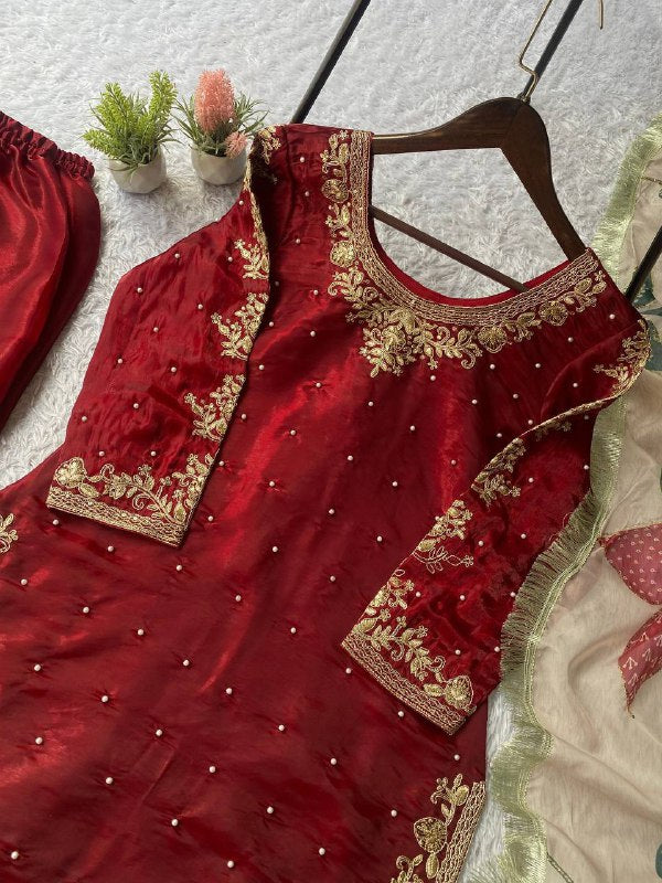 Exclusive And Trendy For Wedding Season Our Sequence Embroidered Top, Pant And Dupatta (LG-2073)