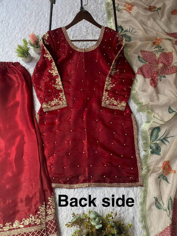 Exclusive And Trendy For Wedding Season Our Sequence Embroidered Top, Pant And Dupatta (LG-2073)