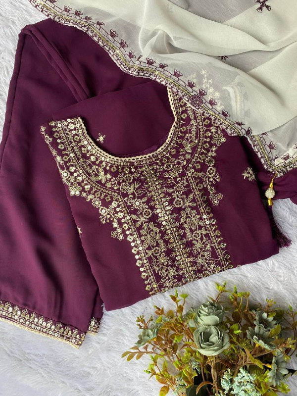 Exclusive And Trendy For Wedding Season Our Sequence Embroidered Top, Plazzo And Dupatta (LG-2055)