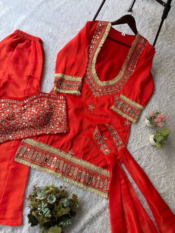 Exclusive And Trendy For Wedding Season Out Sequence Embroidered Top, Salwaar And Dupatta (LG-2050)