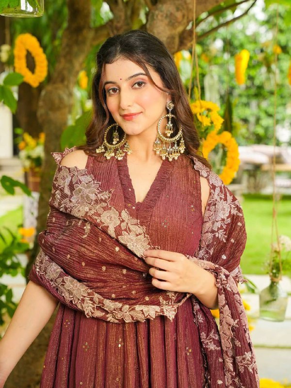 Exclusive 2 Piece Gown With Dupatta In Sequence Embroidery Work (LG-2006)