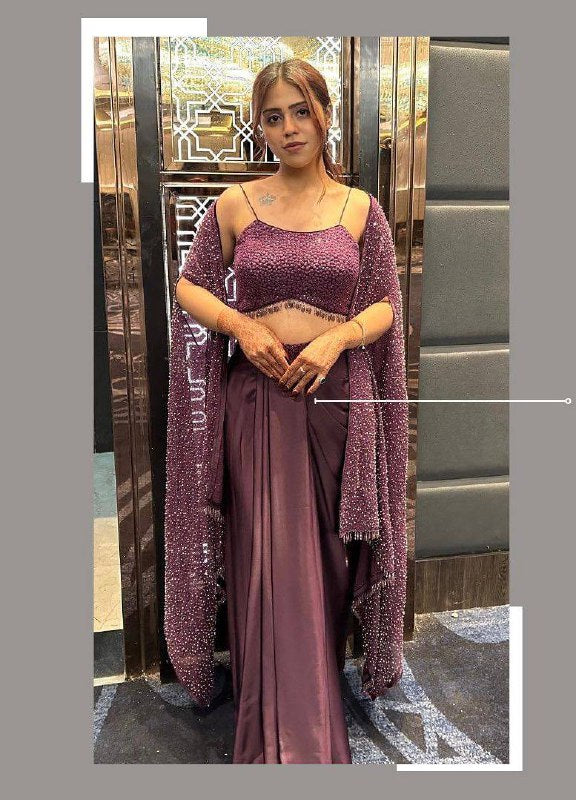 Desirable Fancy Faux Georgette Sequence Embroidered Work Top And Pent With Dupatta (LG-1816)
