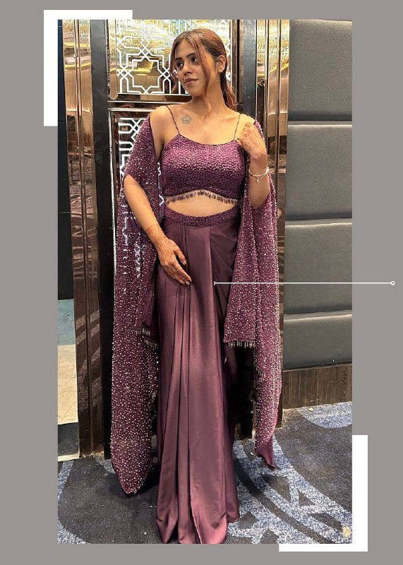 Desirable Fancy Faux Georgette Sequence Embroidered Work Top And Pent With Dupatta (LG-1816)