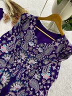 Royal Blue Sequence Embroidered Peplum Top and Palazzo Set