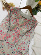 Ivory Multicolour Heavy Sequence Embroidered Top, Palazzo and Dupatta Set