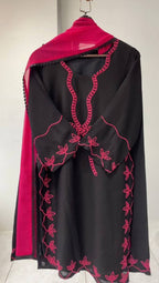 Black Embroidered Top, Plazzo and Dupatta — Hania Amir Inspired Pakistani Suit