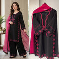 Black Embroidered Top, Plazzo and Dupatta — Hania Amir Inspired Pakistani Suit