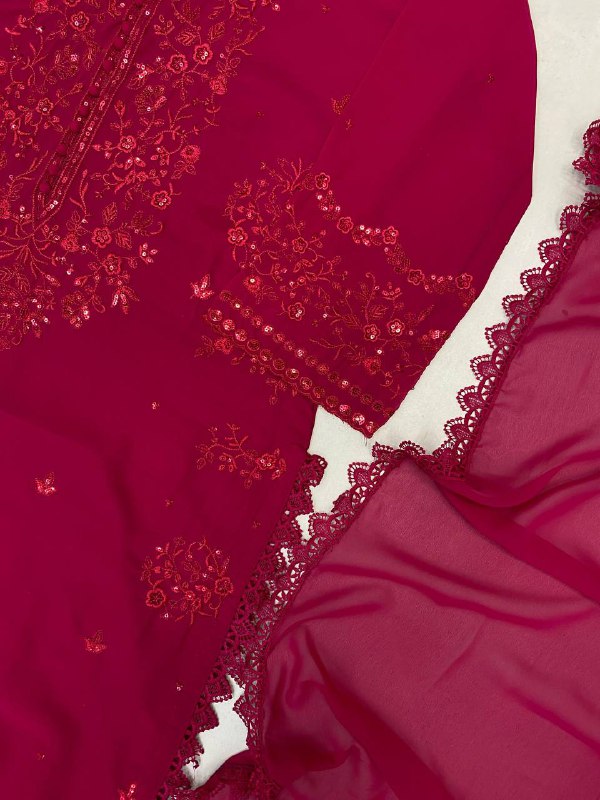 Wine Exclusive 3 Piece Plazzo Pair with Dupatta in Sequence Embroidery Work