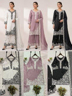 Black Sequence Embroidery Worked Top, Plazzo with Dupatta