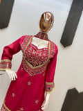 Magenta Pink 4 Piece Plazzo Pair with Real Mirror and Embroidery Work