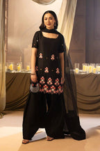 Black Sequence Embroidered Top, Farsi Salwaar with Dupatta — Hania Amir Inspired