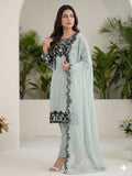 Sage Green Sequence Embroidery Worked Top, Pant with Dupatta