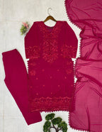 Wine Exclusive 3 Piece Plazzo Pair with Dupatta in Sequence Embroidery Work