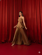 Copper Sequence Embroidered Top, Plazzo and Dupatta