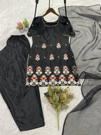 Black Sequence Embroidered Top, Farsi Salwaar with Dupatta — Hania Amir Inspired