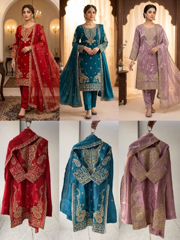 Mauve Cording with Sequence Embroidery Worked Top, Plazzo with Dupatta