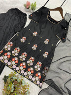 Black Sequence Embroidered Top, Farsi Salwaar with Dupatta — Hania Amir Inspired