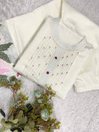 Ivory Trendy Co-ord Set with Floral Embroidery Work