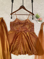 Copper Sequence Embroidered Top, Plazzo and Dupatta