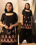 Black Sequence Embroidered Top, Farsi Salwaar with Dupatta — Hania Amir Inspired