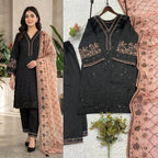 Black Sequence Embroidered Top, Plazzo with Dupatta