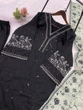 Black Sequence Embroidered Top, Plazzo with Dupatta