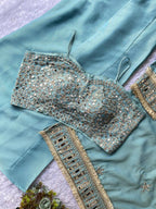 Mint 4 Piece Plazzo Pair with Real Mirror and Embroidery Work