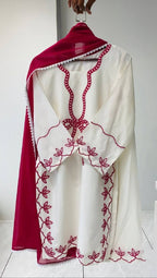 Ivory Embroidered Top, Plazzo and Dupatta — Hania Amir Inspired Pakistani Suit